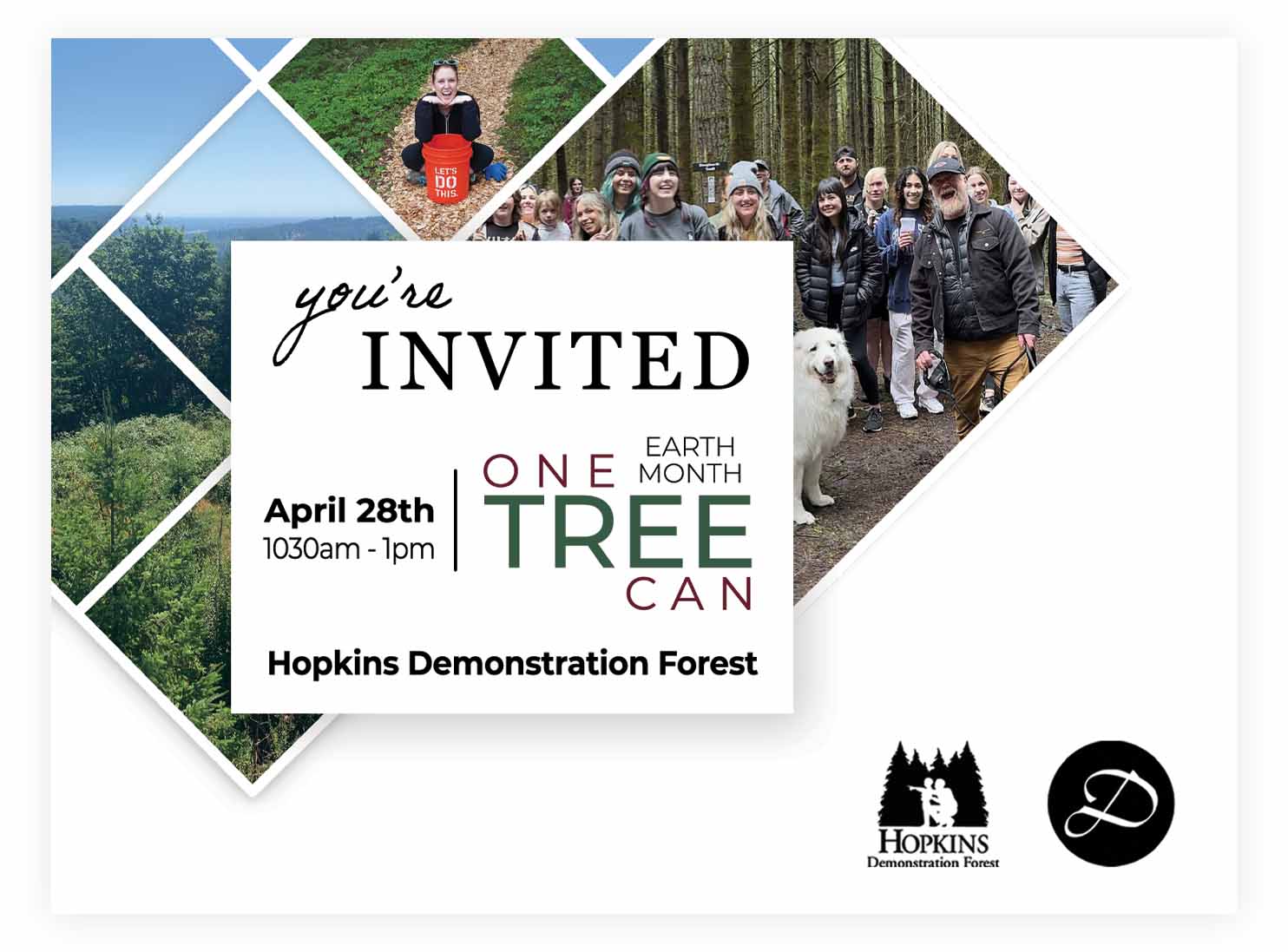 Image of dosha earth month event invite at Hopkins demonstration forest on 4/28/24 from 1030am - 1pm