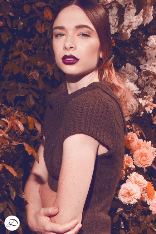 Dosha Creative Team Garden Photoshoot dark lips sweaters rose garden