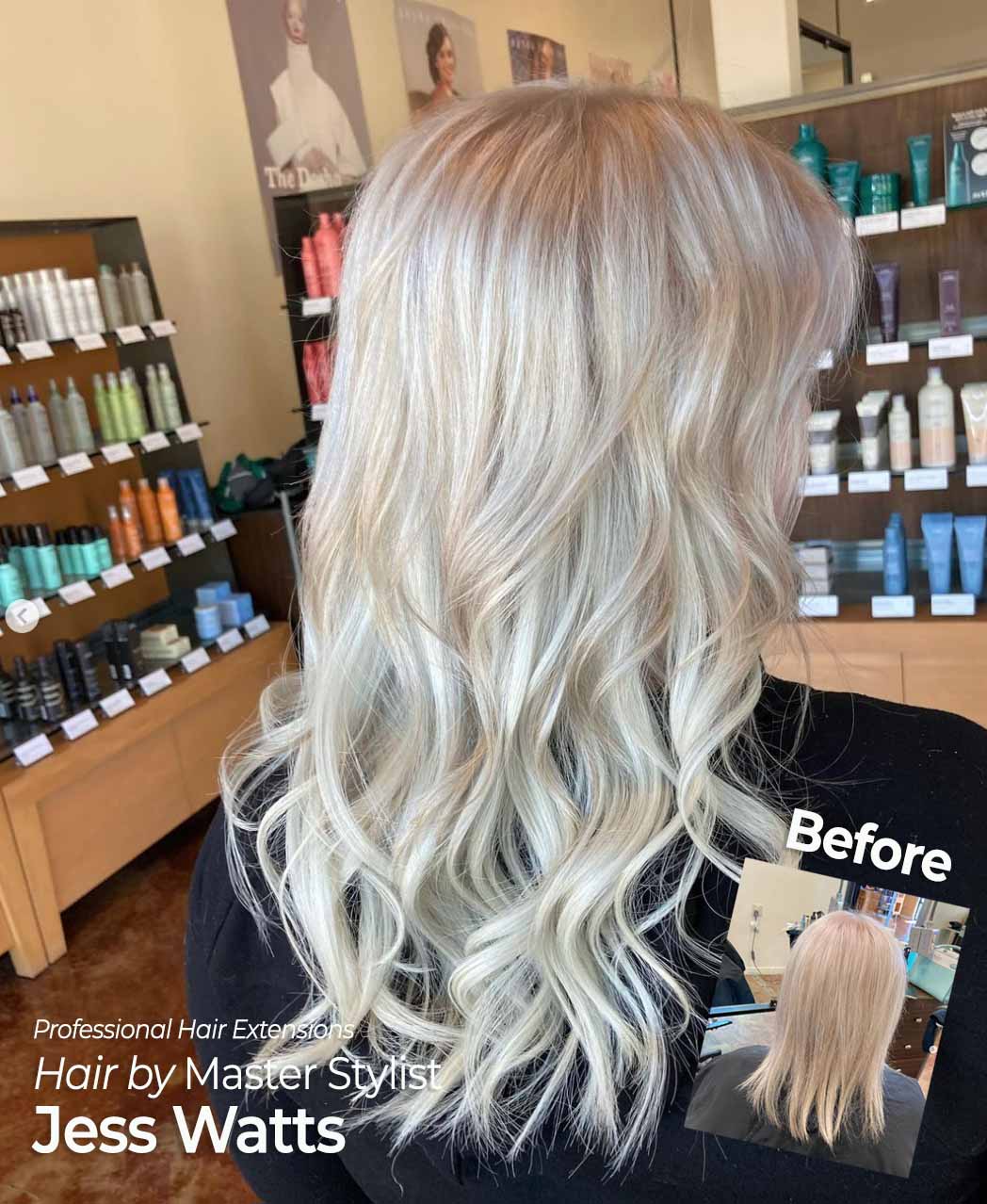 Professional Hair Extensions, hair by Master Stylist Jess Watts