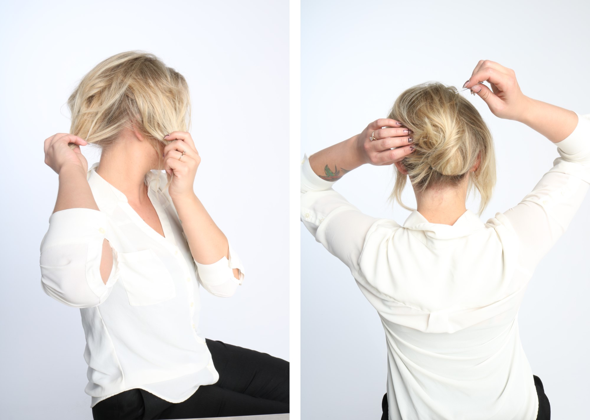 hannah, chignon, stylist, master, aveda, professional, office, hair, hairstyle, step by step