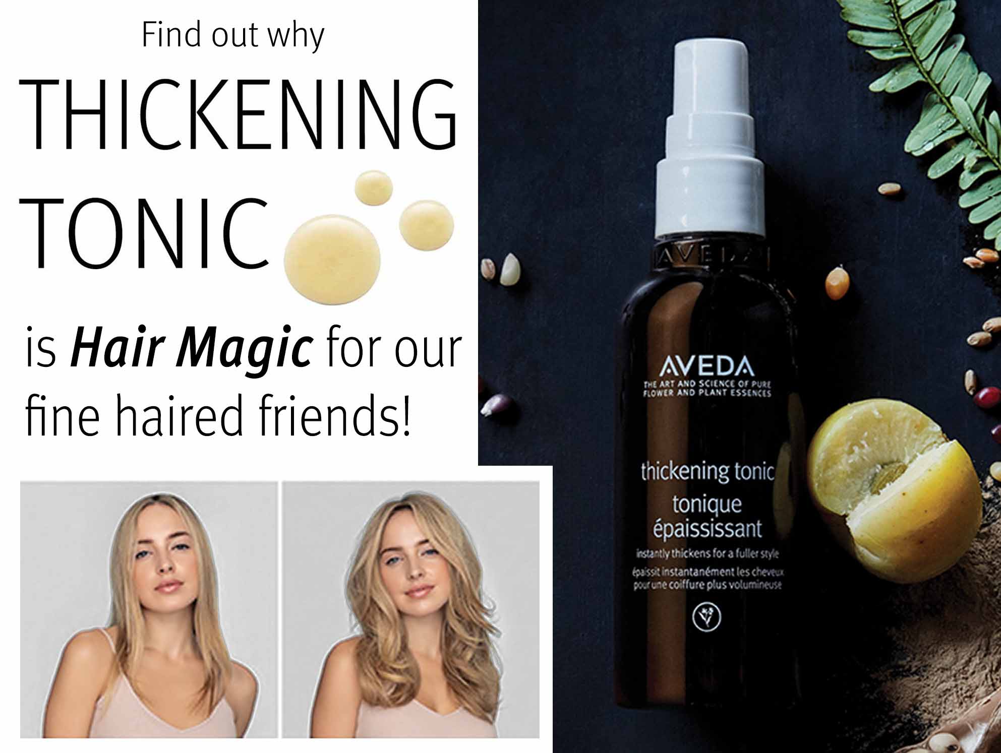 Blog Image of Aveda thickening tonic hair product and how it thickens your hair