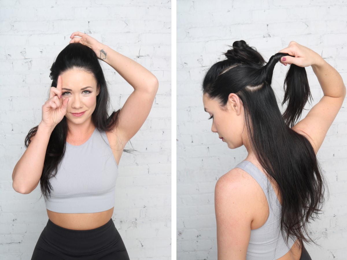 diy, hairstyle, tutorial, gym hair, ponytail