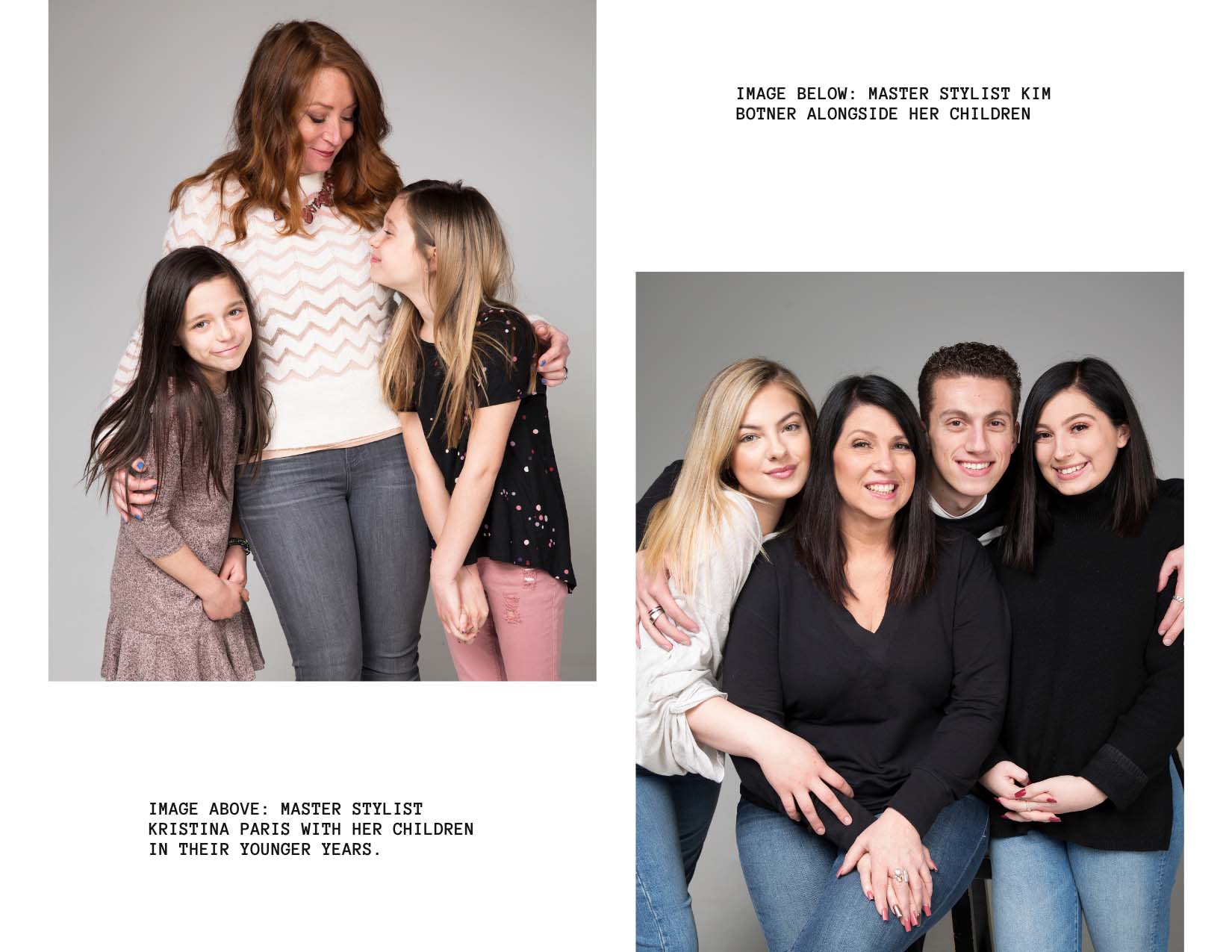 Kim Botner with her kids and Kristina Paris with her kids in their younger years