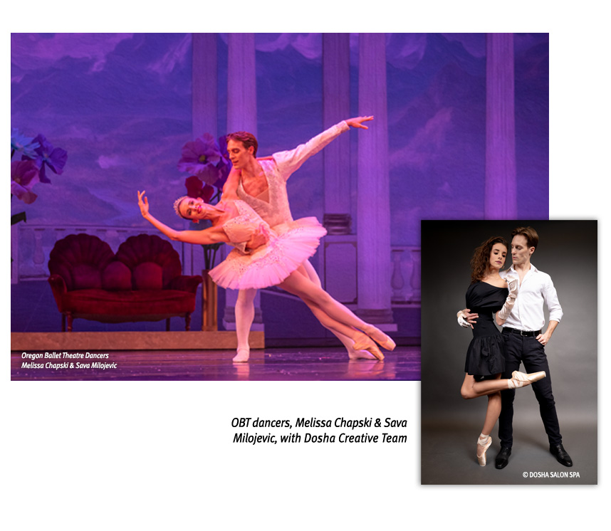 Image of oregon ballet dancers Melissa Chapski and Sava Milojevic and Dosha Creative Team