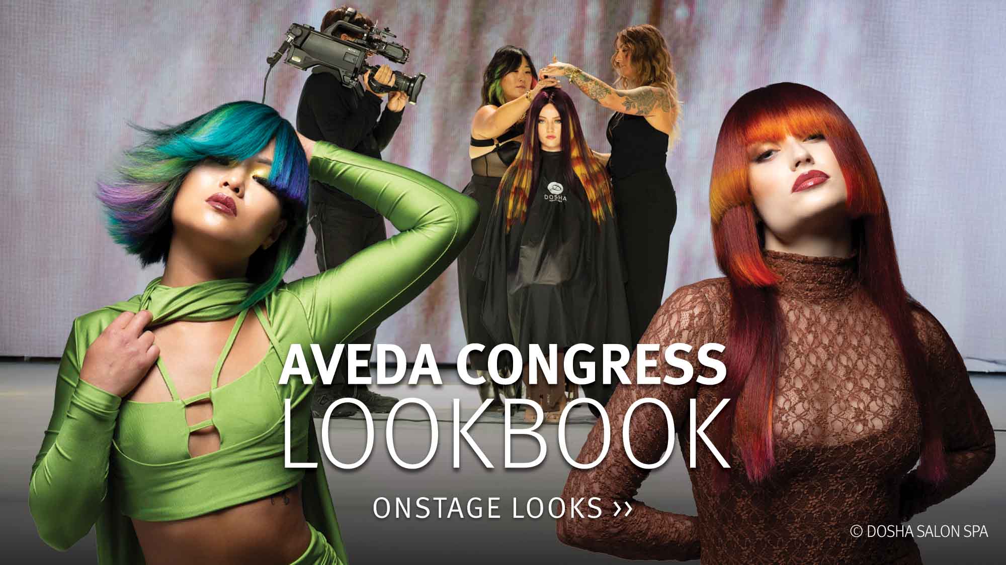 image of the dosha creative team on stage at aveda congress 2025 with models