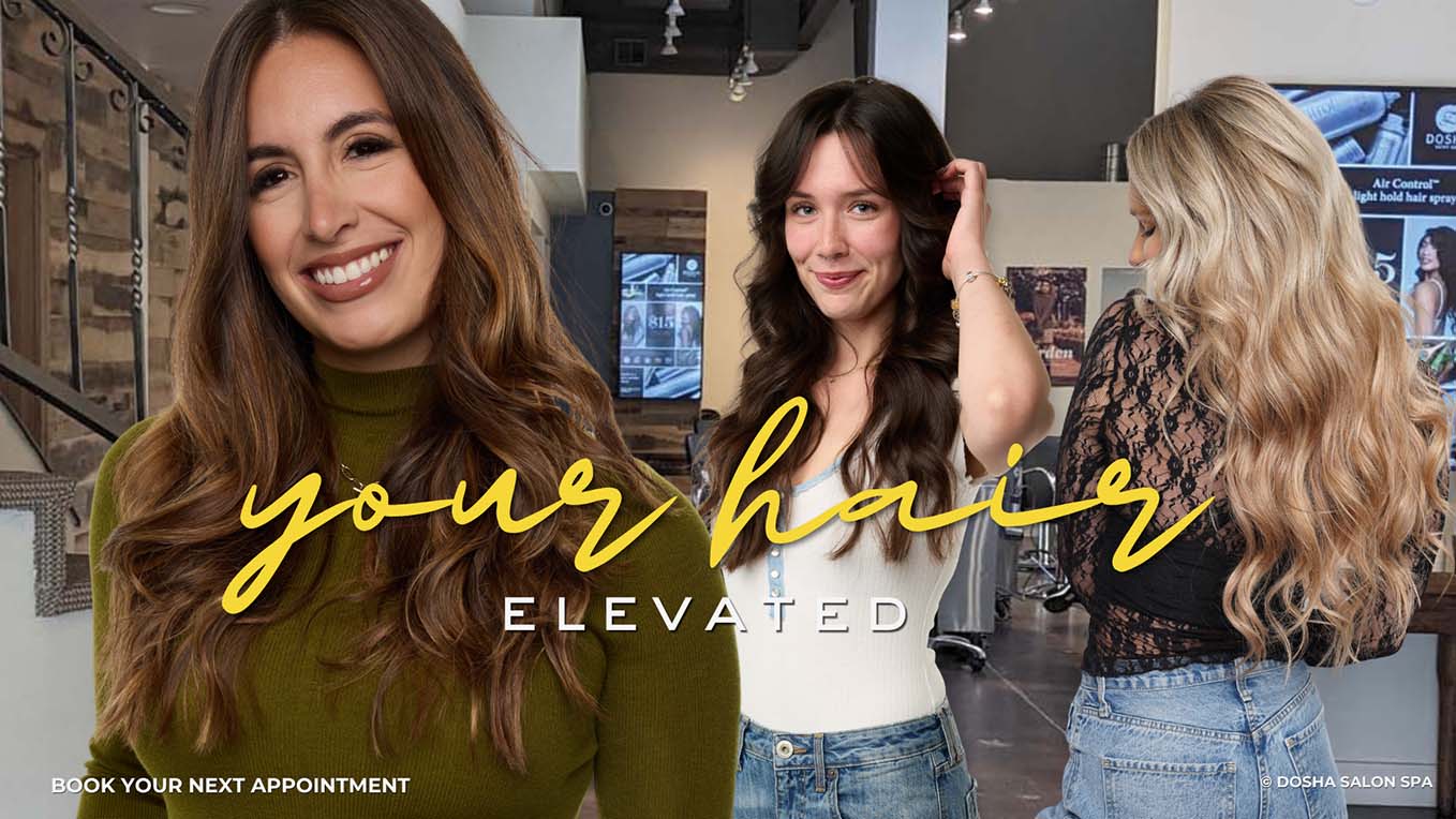 Dosha Salon Spa clients showcasing customized hair color, precision haircuts, and healthy, beautiful hair.