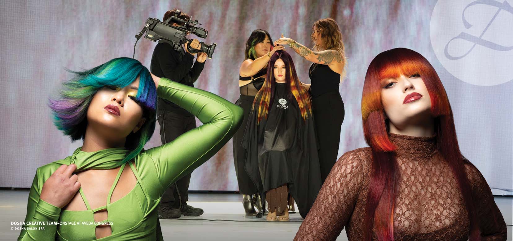 Image of the dosha creative team members on stage at aveda congress 2025