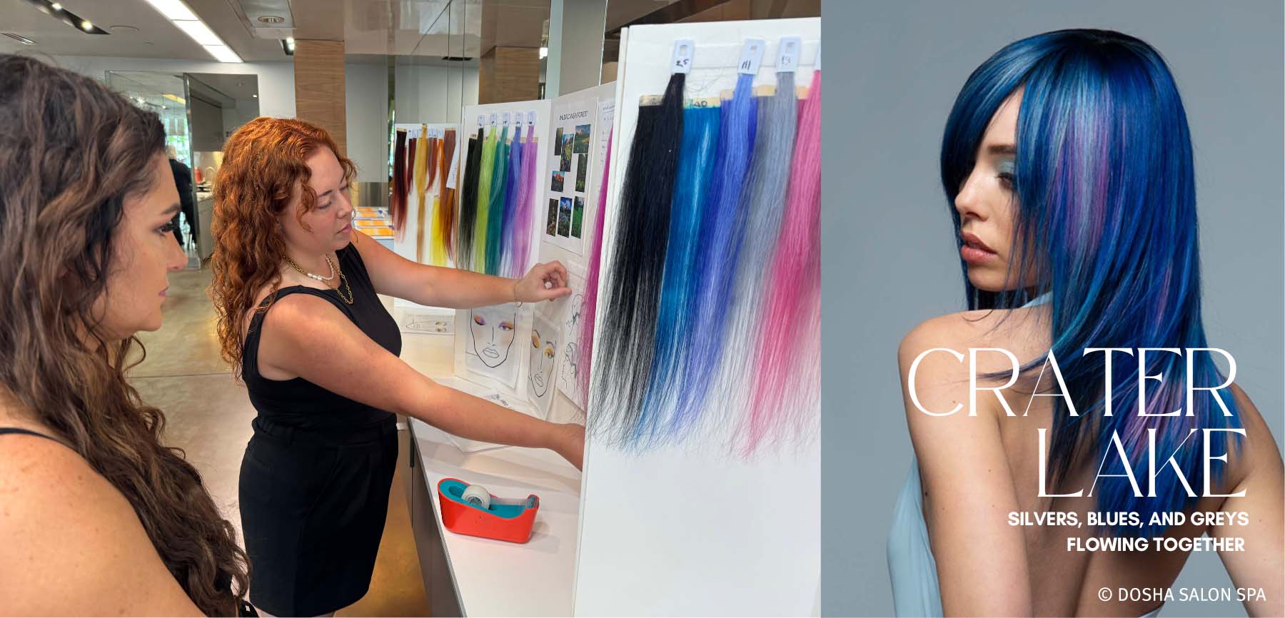 Image of Hair color inspired by Crater Lake blues and pink tones