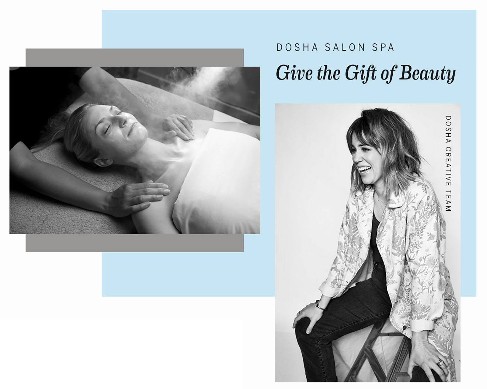 Guest enjoying salon and spa services at Dosha Salon Spa, including a freshly styled hair service and a relaxing facial treatment