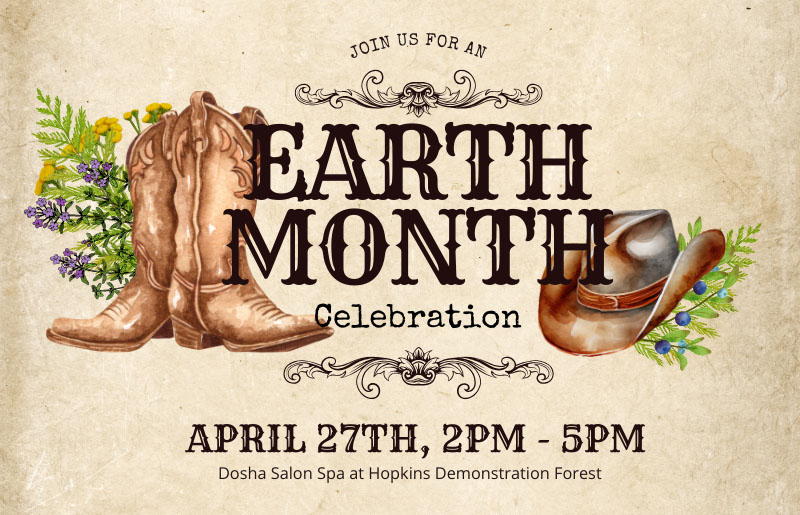 Image of earth month invite to celebrate with dosha salon spa