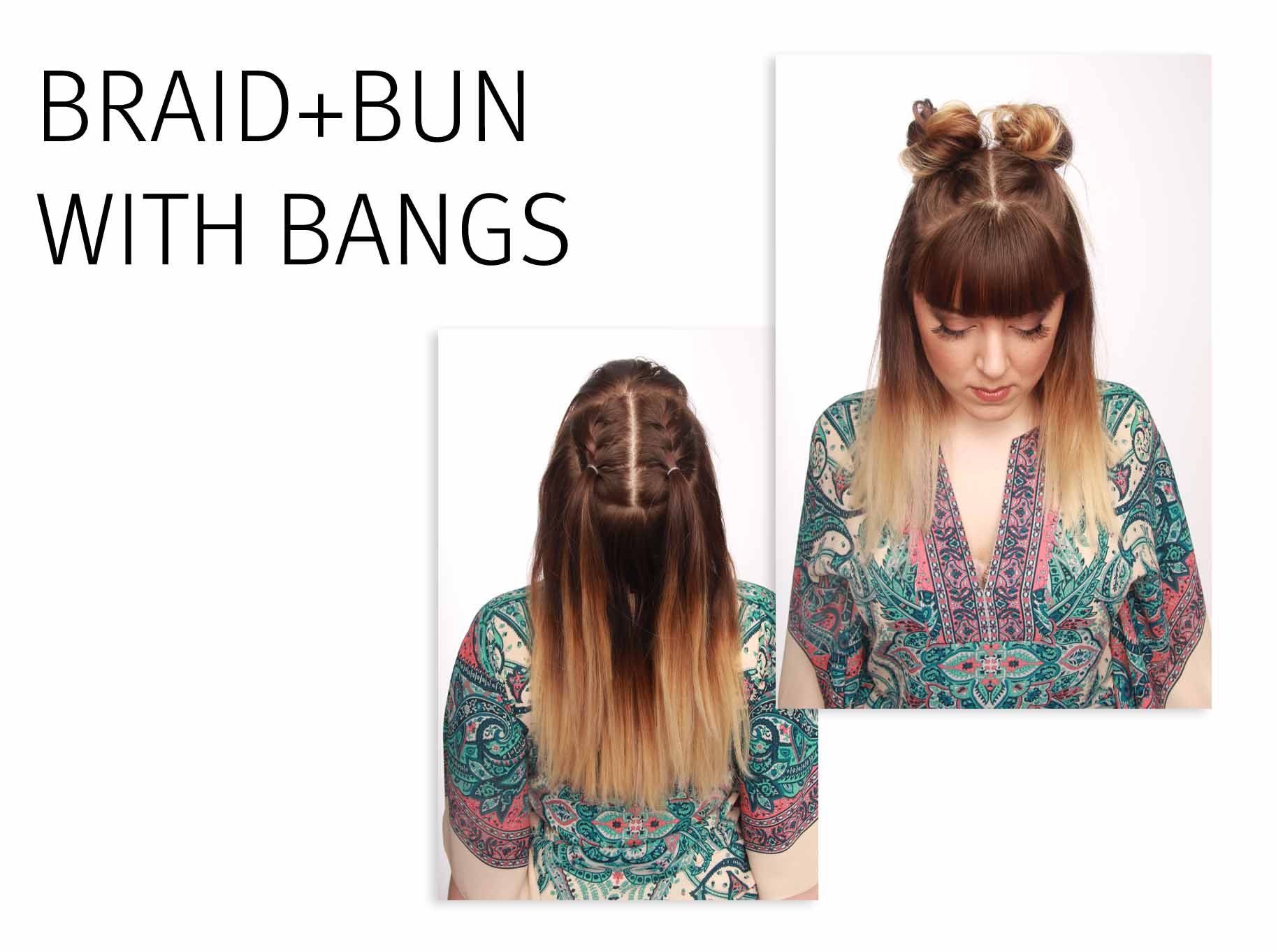 image of braid and bun combo with bangs