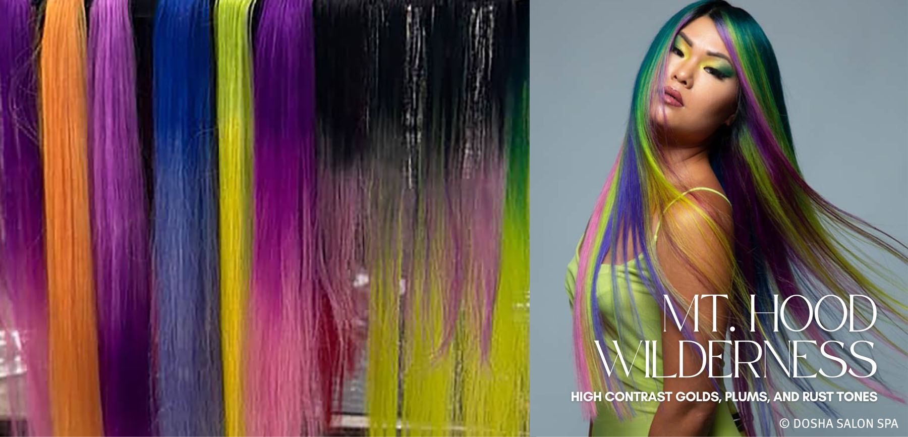 Image of an aveda congress photoshoot and bts with hair inspired by the Mt. Hood wilderness