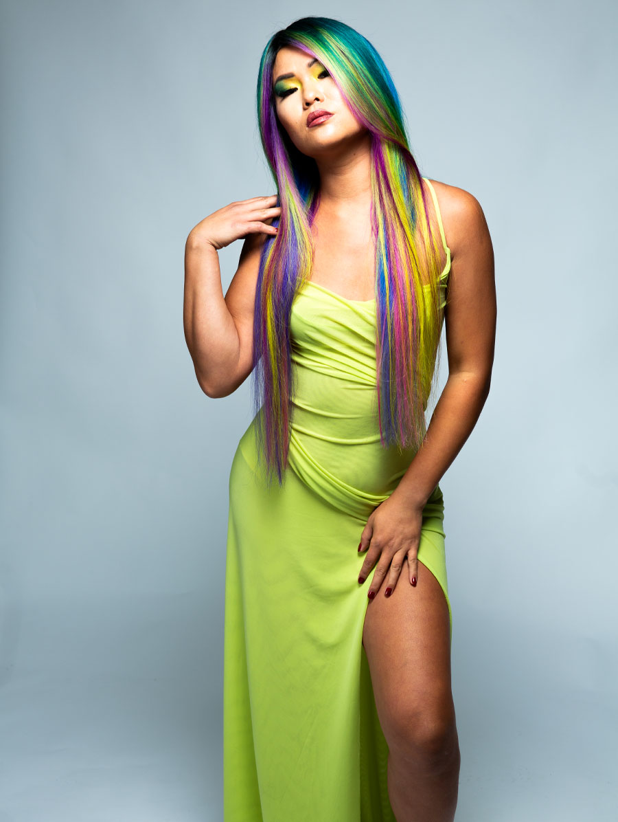 image of a dosha model with hair inspired from the PNW forest of Mt Hood