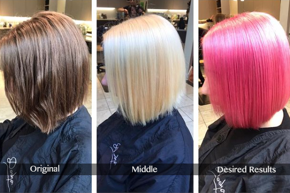 Image of a color transformation at dosha salon spa
