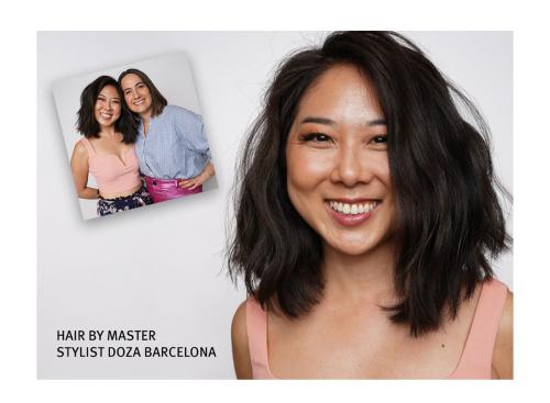 Master Stylist Doza Barcelona photographed together with her client during our makeover series at Dosha Hawthorne