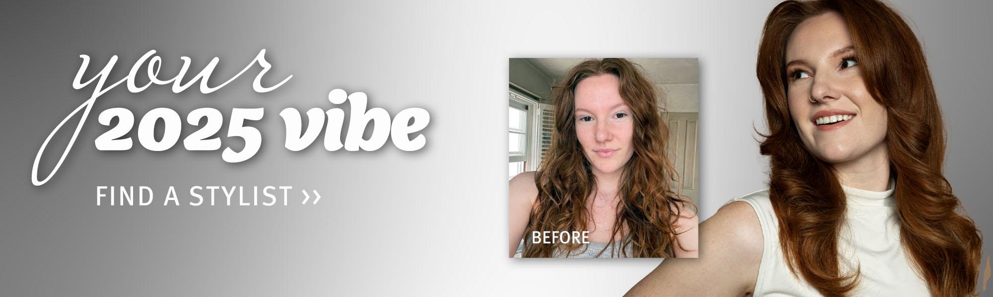 Image of a Dosha makeover of a young woman showing off their new 2025 vibe with a before and after photos