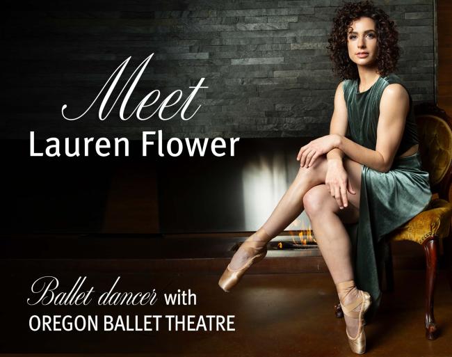 image of oregon ballet theatre dance lauren flowers "behind with curtain" with dosha salon spa