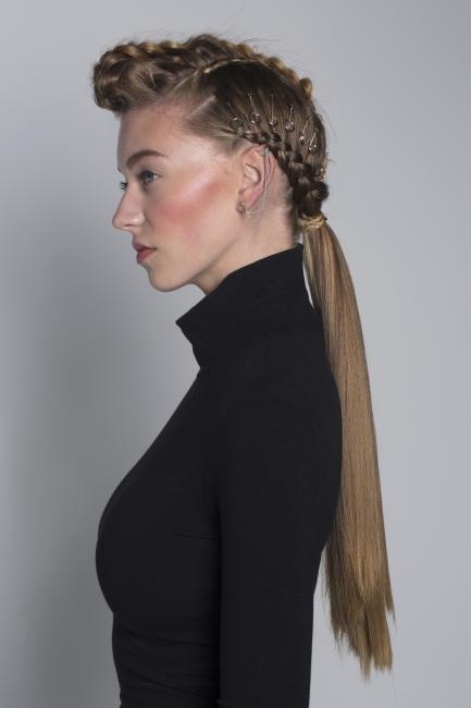 pony, ponytail, bubble, circle, braid, messy, chic, updo, going out, hairstyle, date night, dosha, dosha creative team