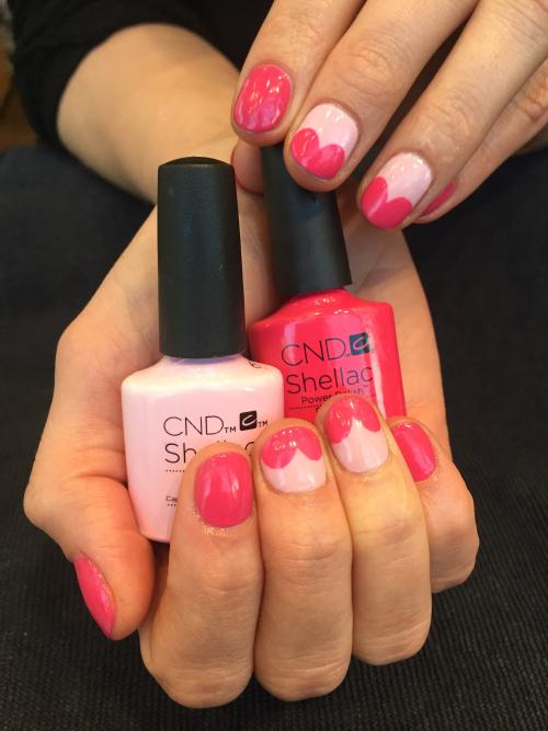 CND Nails Valentines day Manicure Polish Pink Hearts PDX Spa