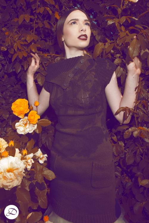 Dosha Creative Team Garden Photoshoot dark lips sweaters rose garden