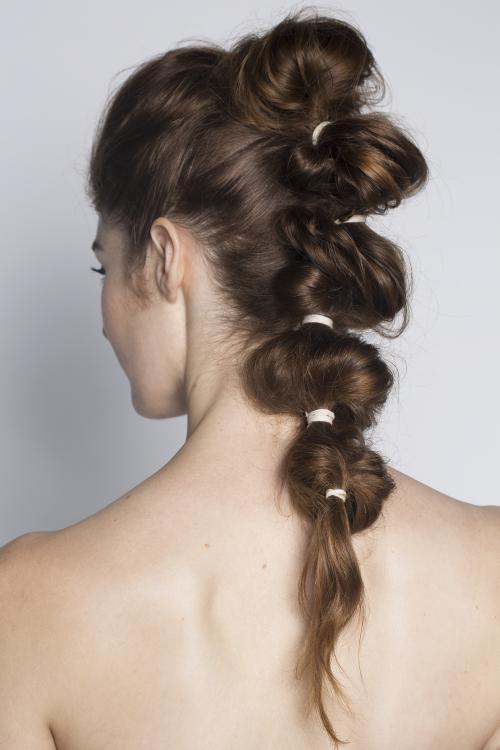 pony ponytail bubble circle braid messy chic updo going out hairstyle date night dosha dosha creative team