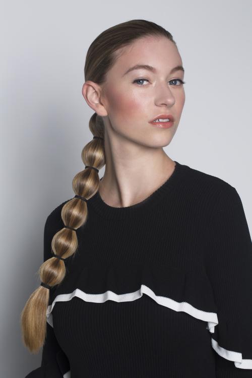 sleek ponytail pony bubble smooth straight hairstyle updo sporty aveda dosha salon spa dosha creative team