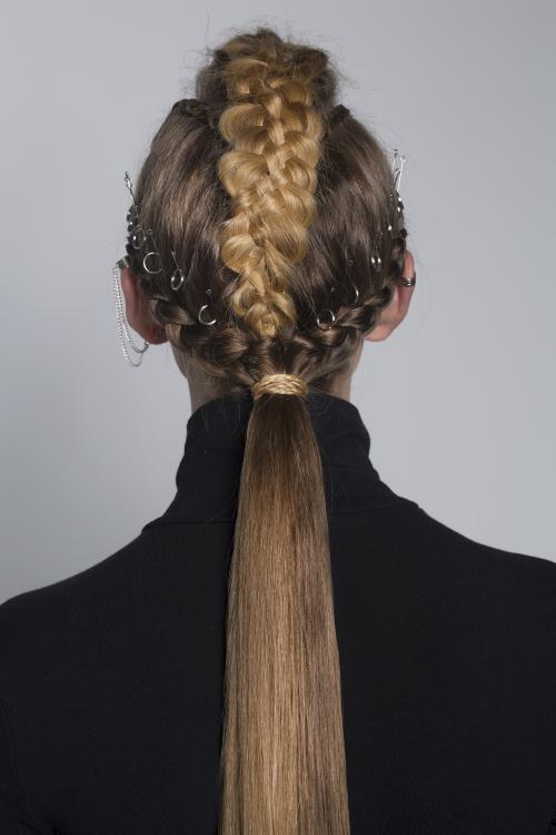 pony ponytail bubble circle braid messy chic updo going out hairstyle date night dosha dosha creative team