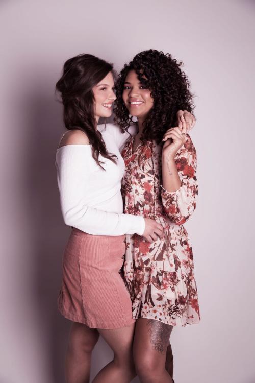 Love is Love Valentines day photoshoot of models posing wearing makeup and hairstyles